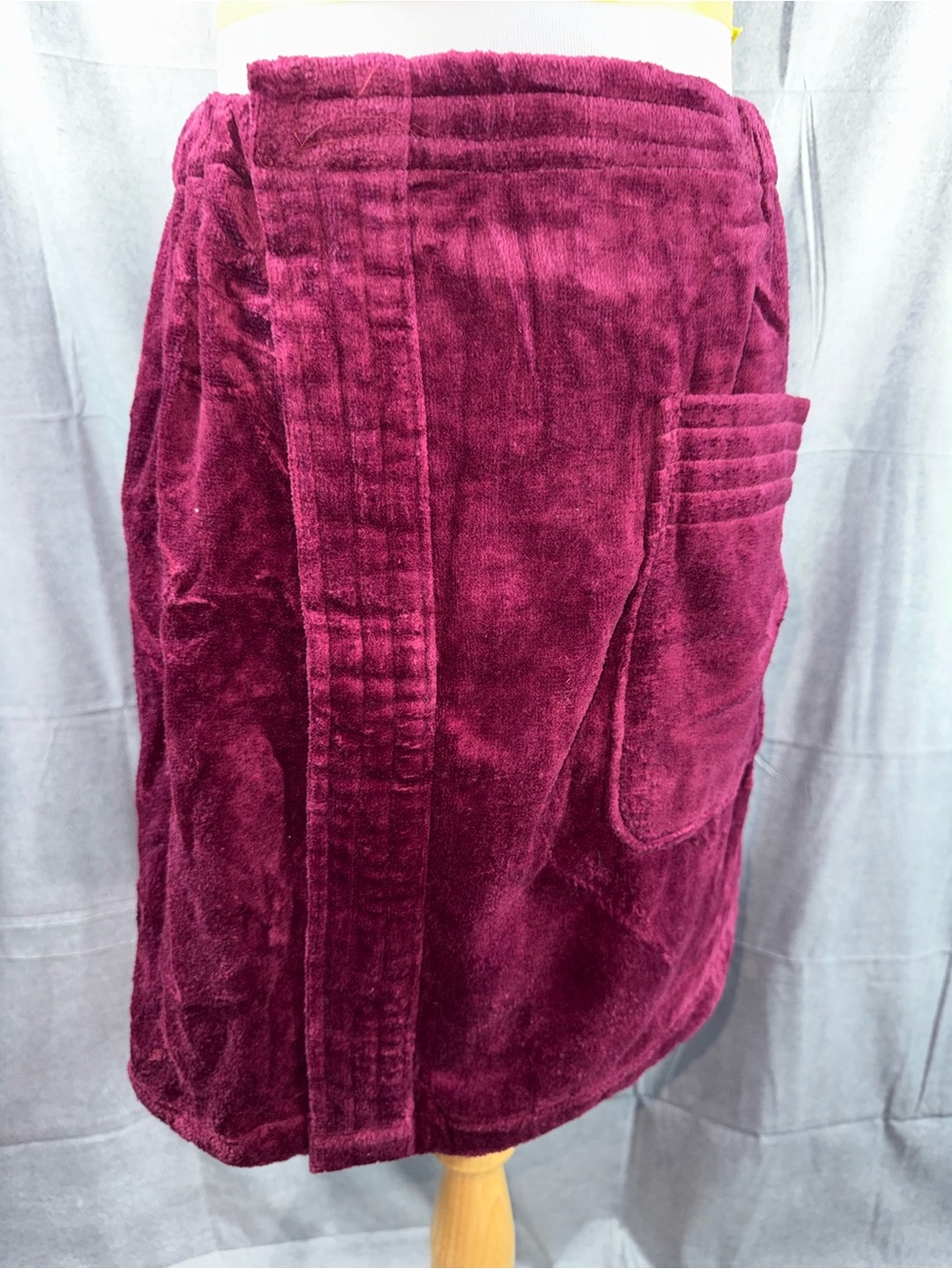 2409-Vintage Stafford Plush Velvet Wrap Skirt in Deep Wine